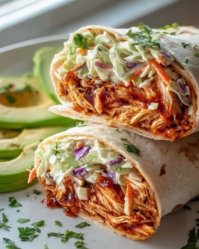 BBQ Chicken Coleslaw Wraps