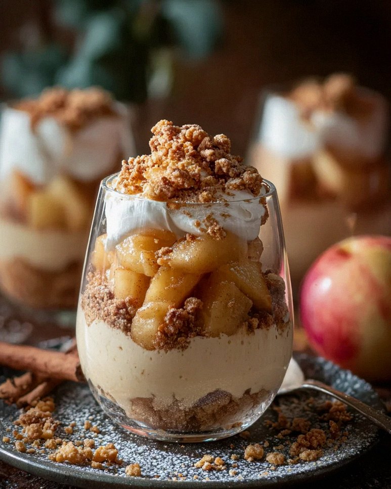 Bratapfel-Crumble auf Zimtcreme - Dessert im Glas – Schritt 2