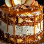 Bratapfeltorte mit Orangen-Zimt-Creme und Karamell-Drip