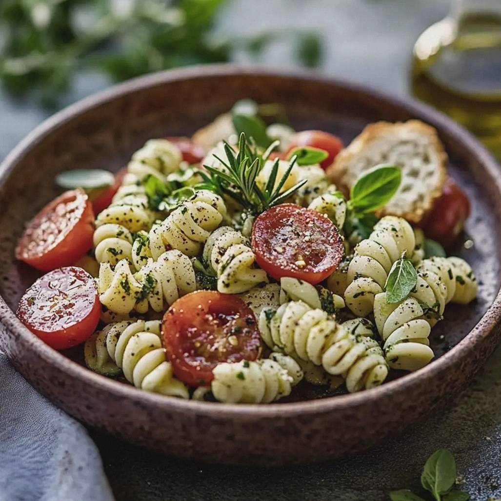 Caprese Nudelsalat mit Erdbeeren einfach zubereitet