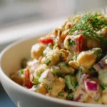 Cremiger Tahini-Zitronen-Kichererbsen-Salat – Leicht & Frisch!