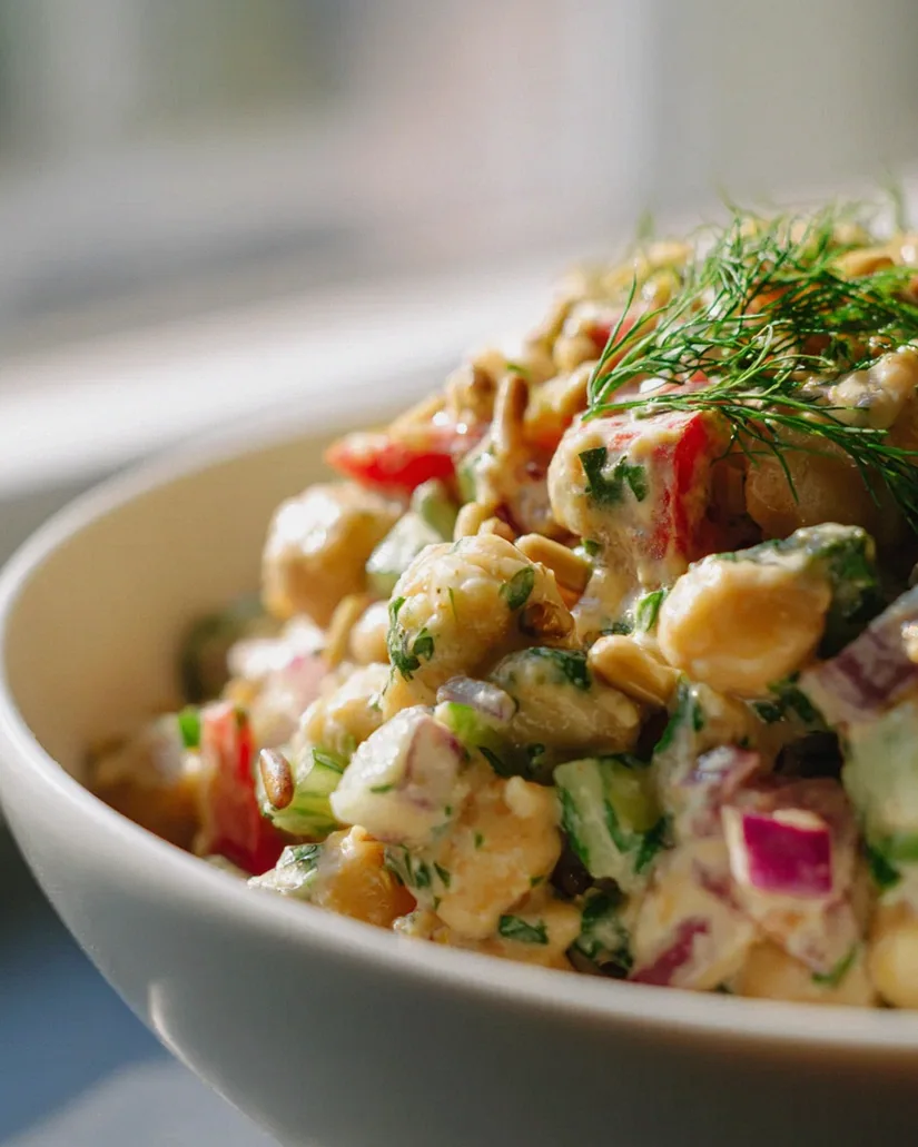 Cremiger Tahini-Zitronen-Kichererbsen-Salat – Leicht & Frisch!