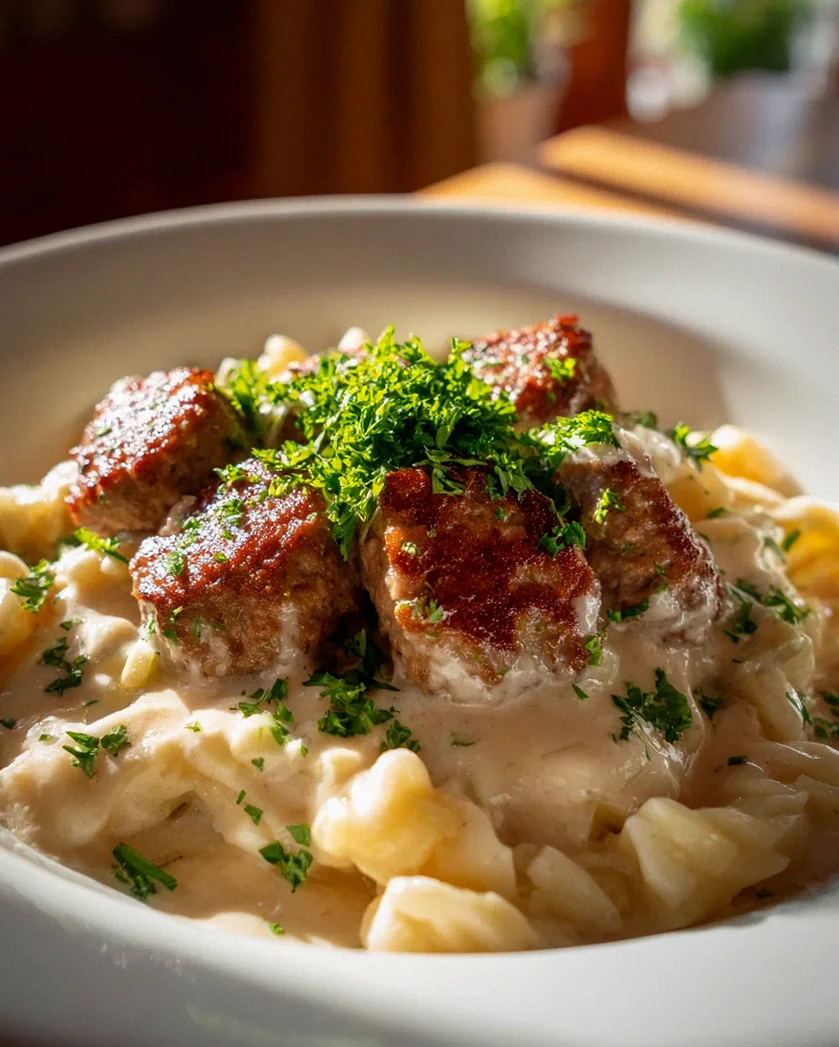 Köstliches Kohlrabigemüse mit Beef-Frikadellen & Spätzle