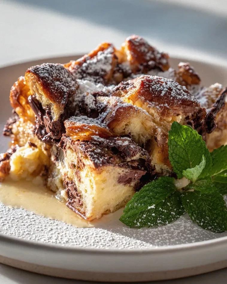 Leckeres Air Fryer Schokoladen-Croissant Bread Pudding Rezept