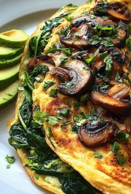 Omelett mit Pilzen, Spinat und Avocado