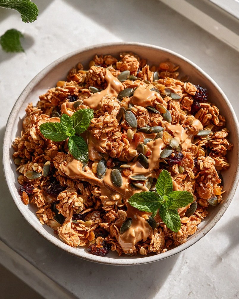 Protein Granola mit Erdnussbutter und Samen - Gesund & Lecker!