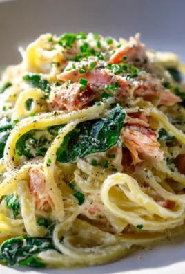 Räucherlachs und Spinat Alfredo Linguine – Lecker und cremig!