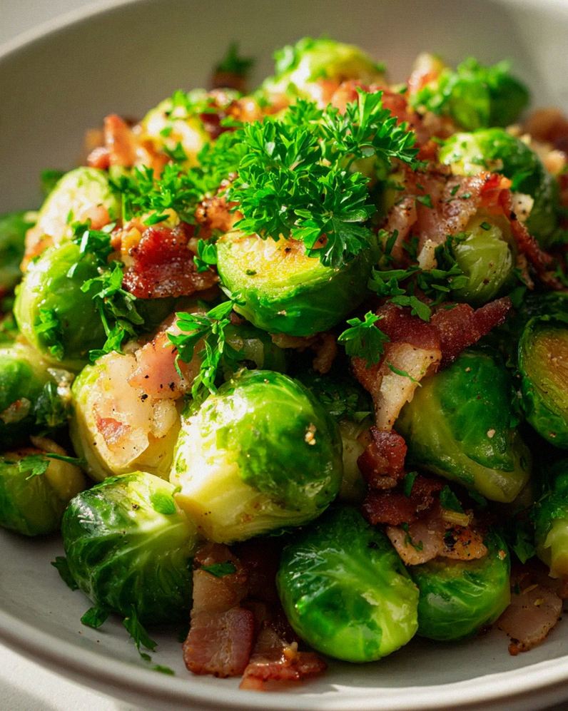 Rosenkohl Pfanne mit Knoblauch & Herzhaftem Rind