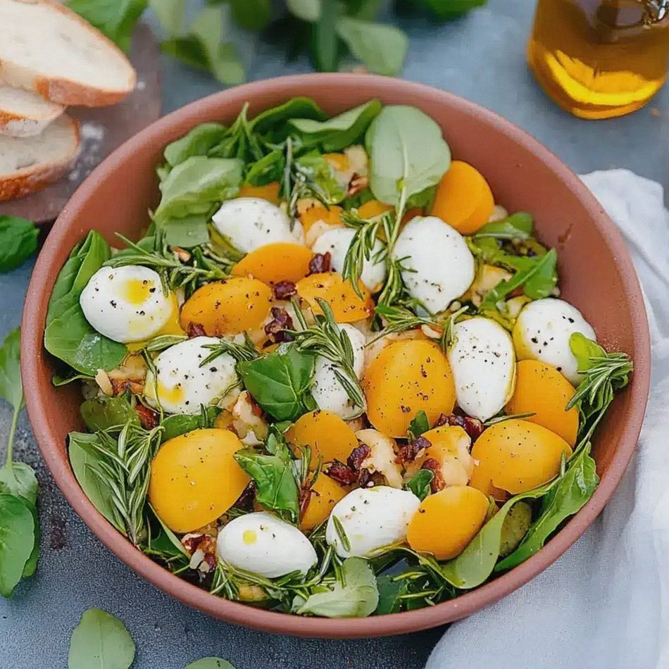 Rucola Mango Salat mit Pinienkernen für den Sommer