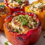 Saftige Gefüllte Paprika vom Grill mit Feta & Kräutern