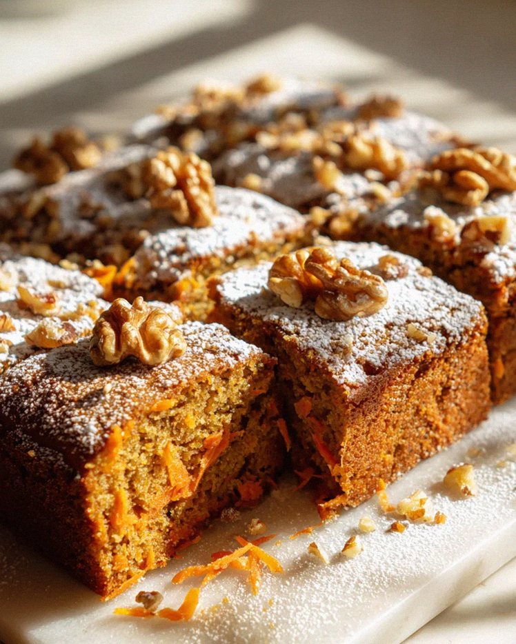 Saftiger Veganer Karottenkuchen Vom Blech mit Walnüssen