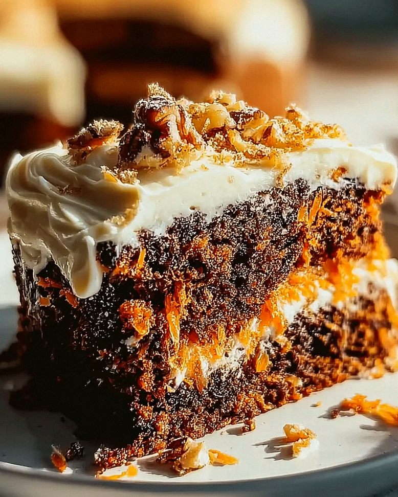 Schoko Karottenkuchen mit Frischkäse Frosting – ultimativ!