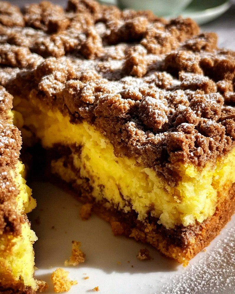 Vanillesauce-Kuchen mit Knusperstreuseln