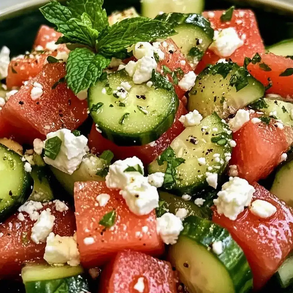 Wassermelone Feta Gurke Salat für heiße Tage – Schritt 1